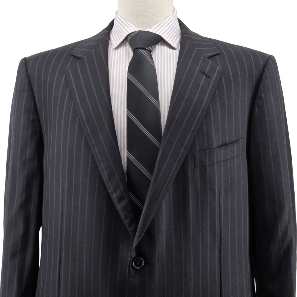 Ermenegildo Zegna Suit Jacket‎ Mens IT 60 Black Striped 2 Button Made In Italy